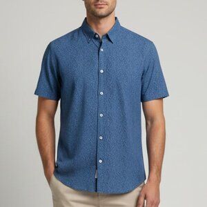 Mexx Cotton Button Down Short Sleeve Shirt Blue Medium